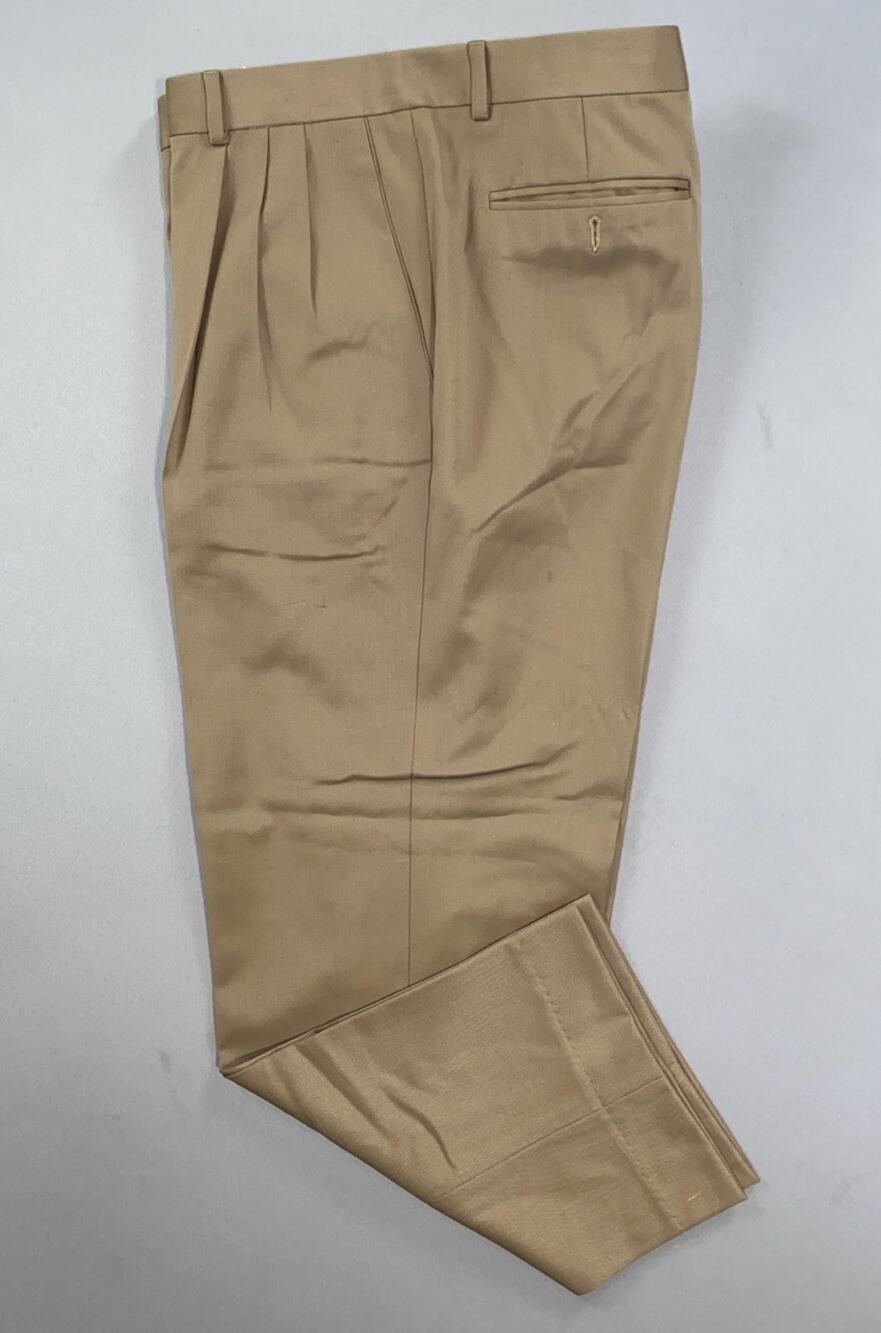 Zanella Italy Alter Fit Pleated Wool Dress Pants, Slacks. Beige, Actual 40X27